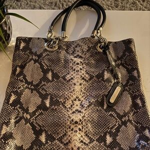Cynthia Rowley Faux Snakeskin Genuine Leather Handbag Tote